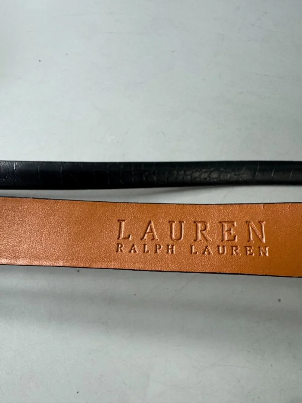 Lauren Ralph Lauren Tri-Strap Black Leather Belt, Size L